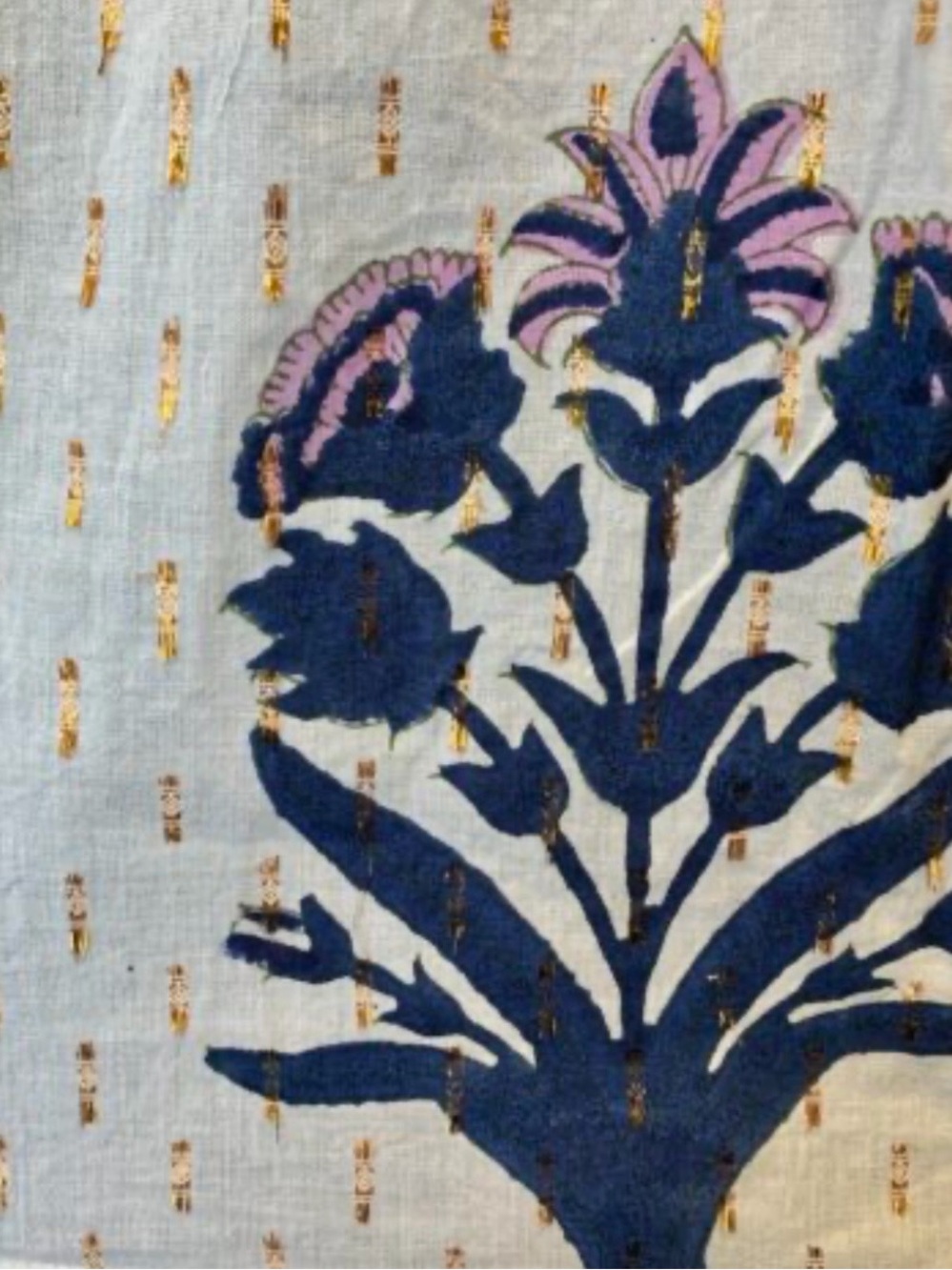 Embroidered Cream Peasant Blouse with Navy Floral Print - Picture 5 of 8